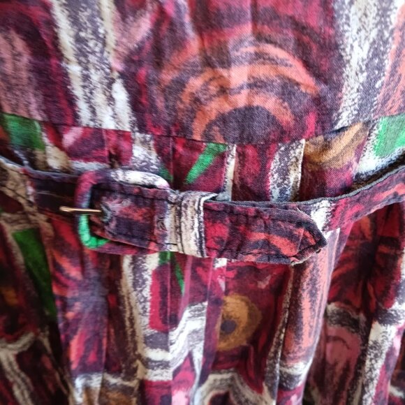 Women's 10 Vintage 1950's Dress Kay Whitney Abstract Cutout Neckline & Belt MCM - Picture 7 of 8